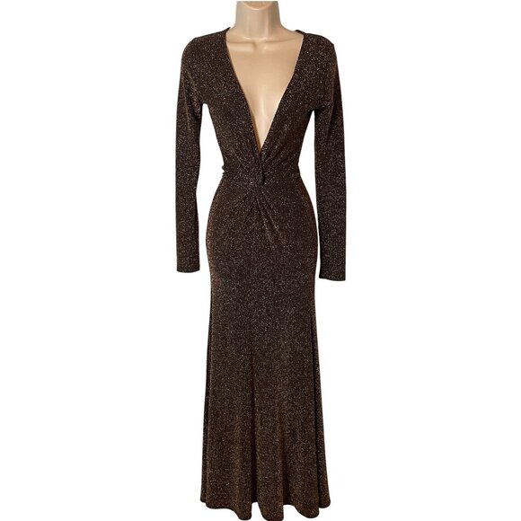 monaco Dresses & Skirts - Monaco Dress Women Metallic Gold and Brown M Mermaid Long Sleeve Formal Sexy